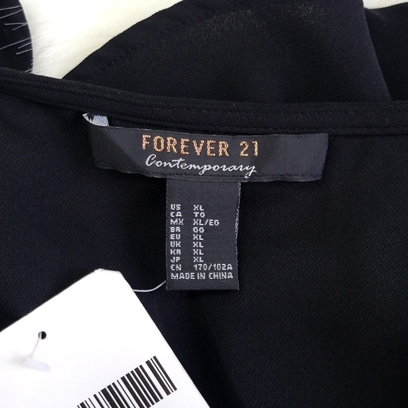 Forever 21 Contemporary Black Crossover V-Neck Tie Top Women's Jr's XL N… - Picture 5 of 8